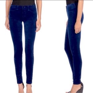 NWT J BRAND navy blue velvet feel skinny pants size 24